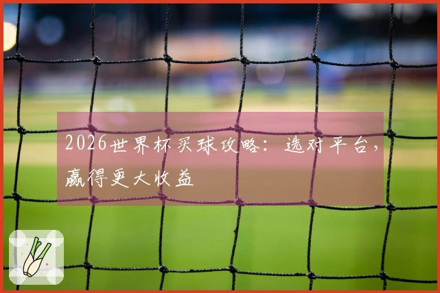 2026世界杯买球攻略：选对平台，赢得更大收益